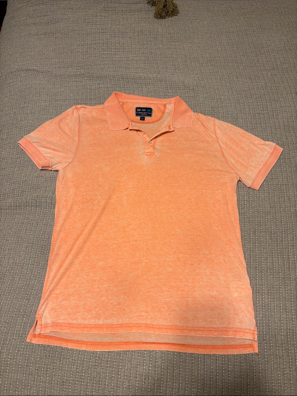 Men's Orange Pink Polo Shirt - Classic Short Sleeve Charleston threads